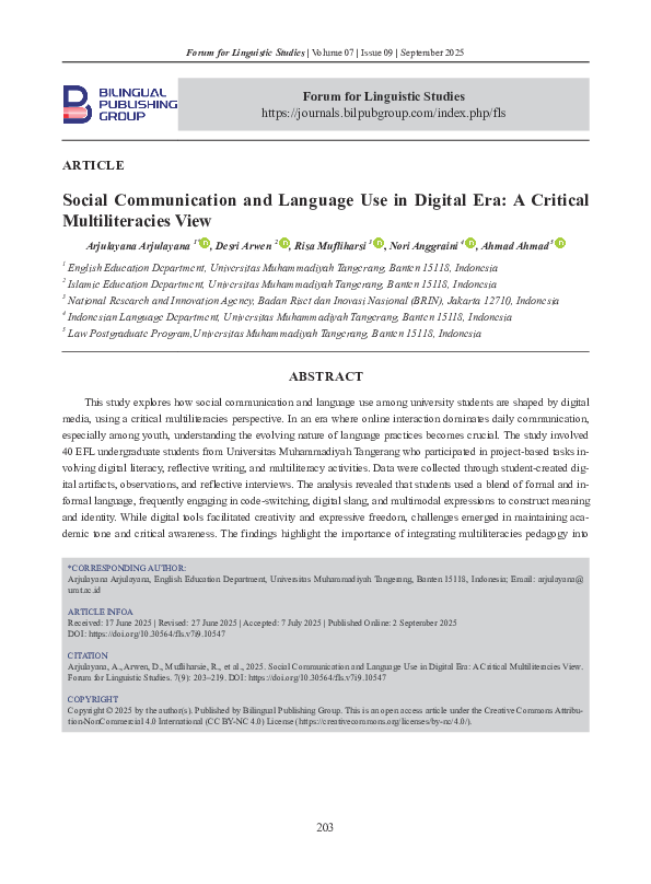 (PDF) Social Communication and Language Use in Digital Era: A Critical ...