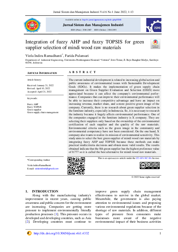 (PDF) Integration of fuzzy AHP and fuzzy TOPSIS for green supplier ...