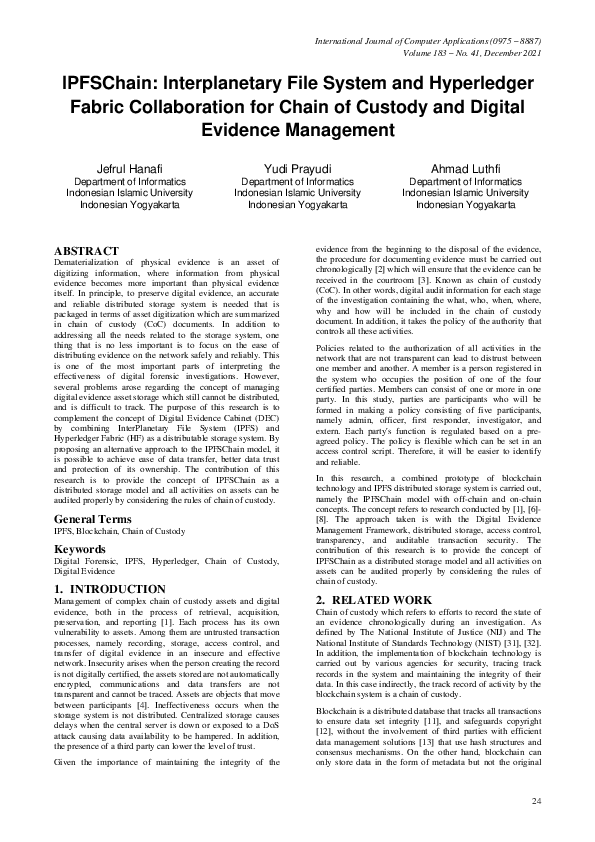 (PDF) IPFSChain: Interplanetary File System and Hyperledger Fabric ...