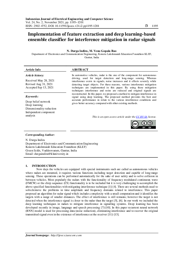 (PDF) Implementation of feature extraction and deep learning-based ...