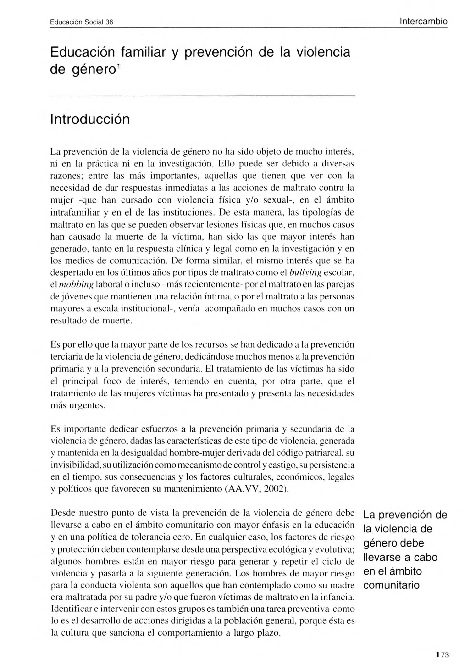 (PDF) Educación familiar y prevención de la violencia de género