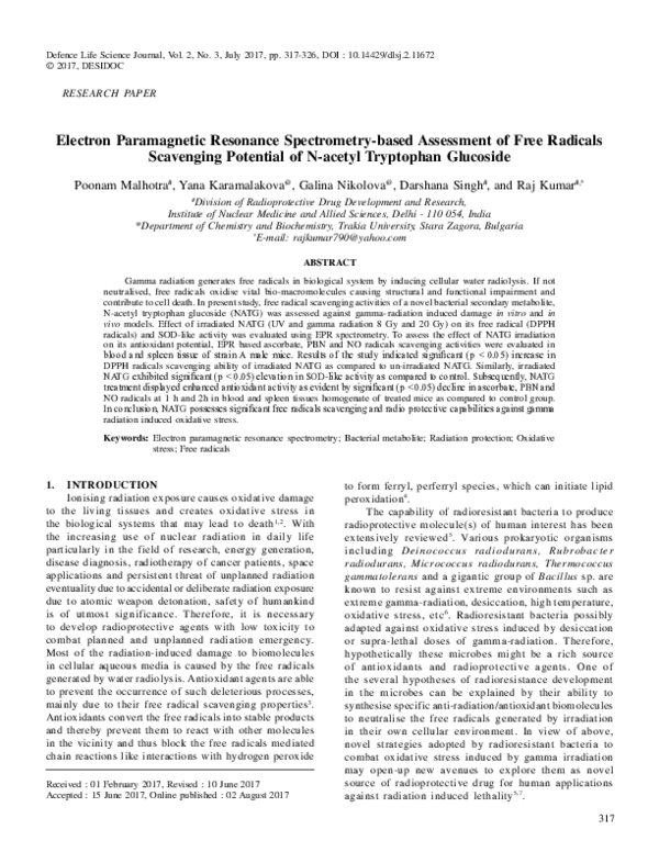 (PDF) Electron Paramagnetic Resonance Spectrometry-based Assessment of ...