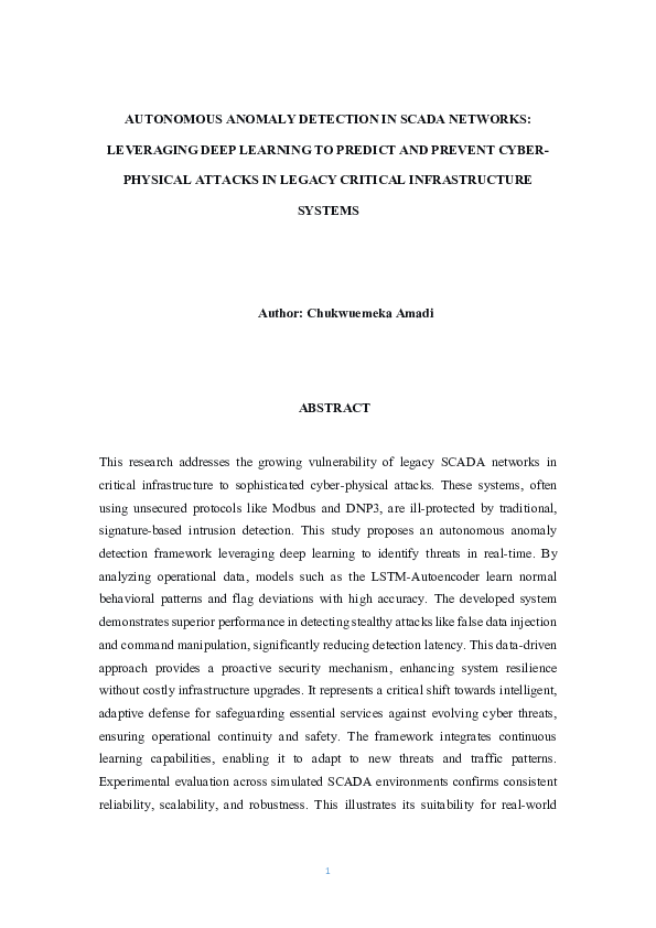 (PDF) AUTONOMOUS ANOMALY DETECTION IN SCADA NETWORKS: LEVERAGING DEEP ...