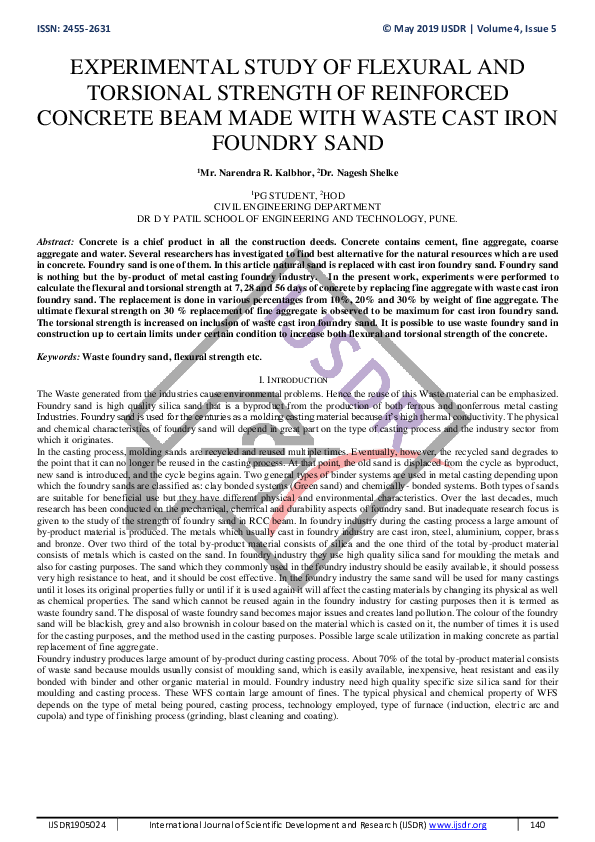 (PDF) Experimental Study of Flexural and Torsional Strength of ...