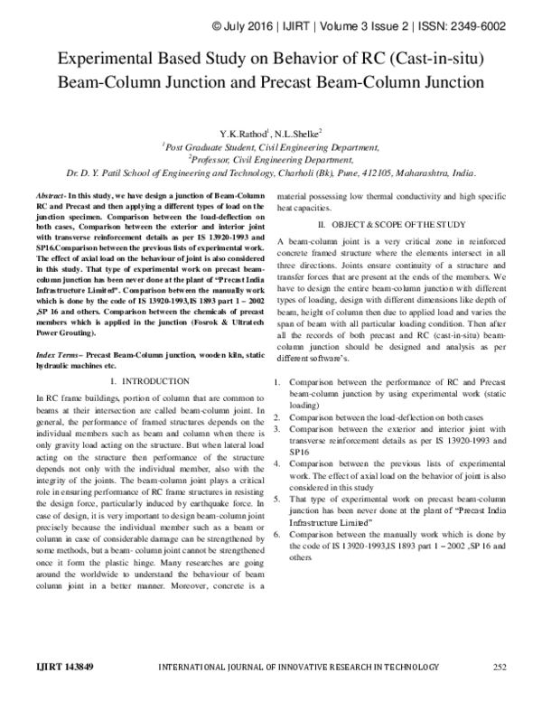(PDF) Experimental Based Study on Behavior of RC (Cast-in-situ) Beam ...
