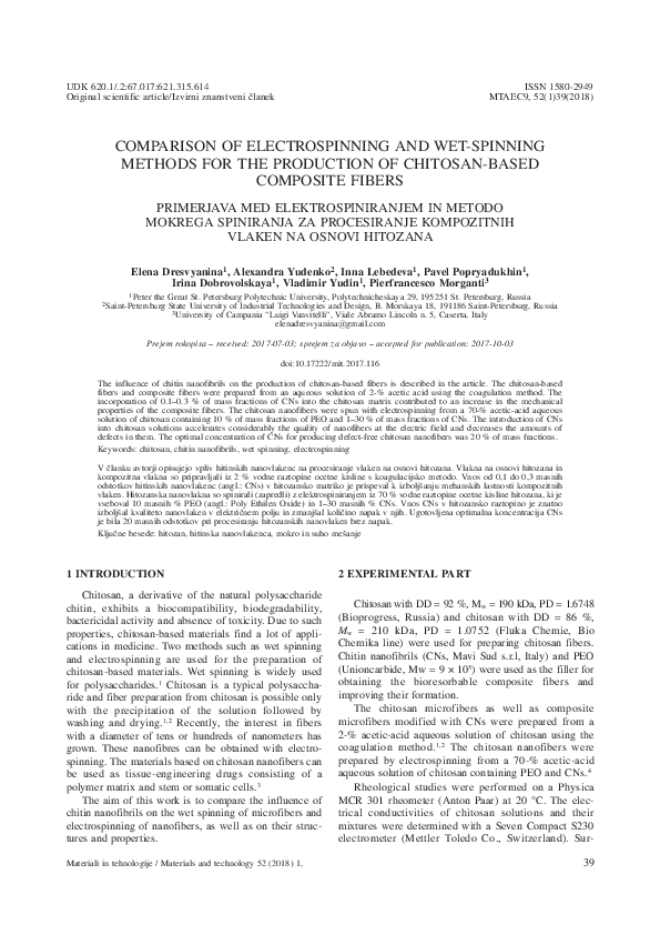 (PDF) Comparison of electrospinning and wet-spinning methods for the ...