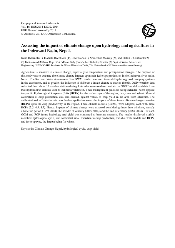 (PDF) Assessing the impact of climate change upon hydrology and ...