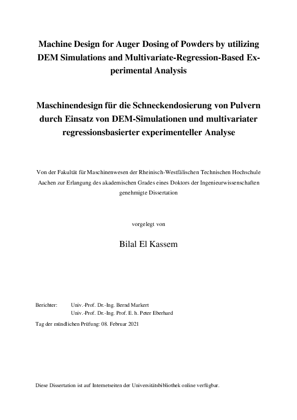 (PDF) Machine design for auger dosing of powders by utilizing DEM ...