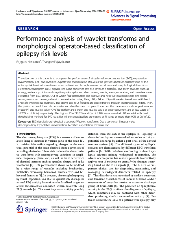 (PDF) Performance analysis of wavelet transforms and morphological ...
