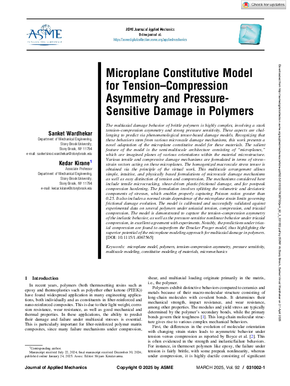 (PDF) Microplane Constitutive Model for Tension-Compression Asymmetry ...
