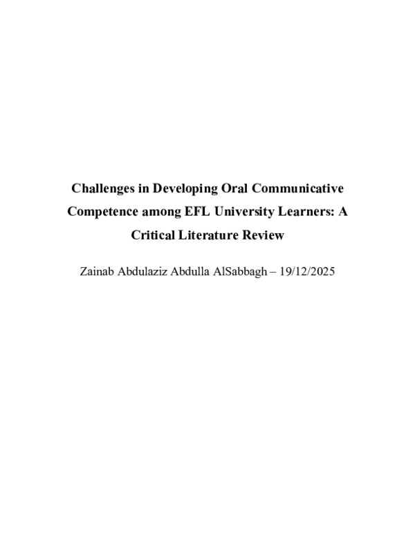 (PDF) Challenges in Developing Oral Communicative Competence among EFL ...