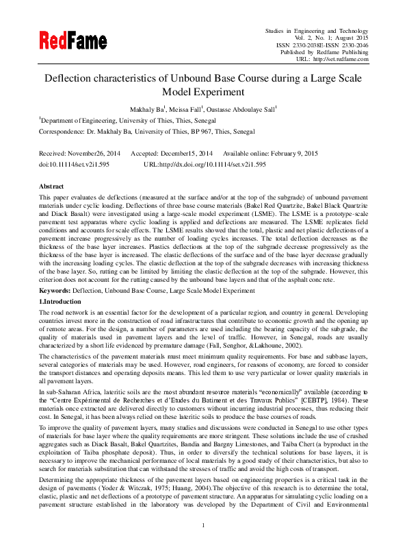 (PDF) Deflection characteristics of Unbound Base Course During a Large ...