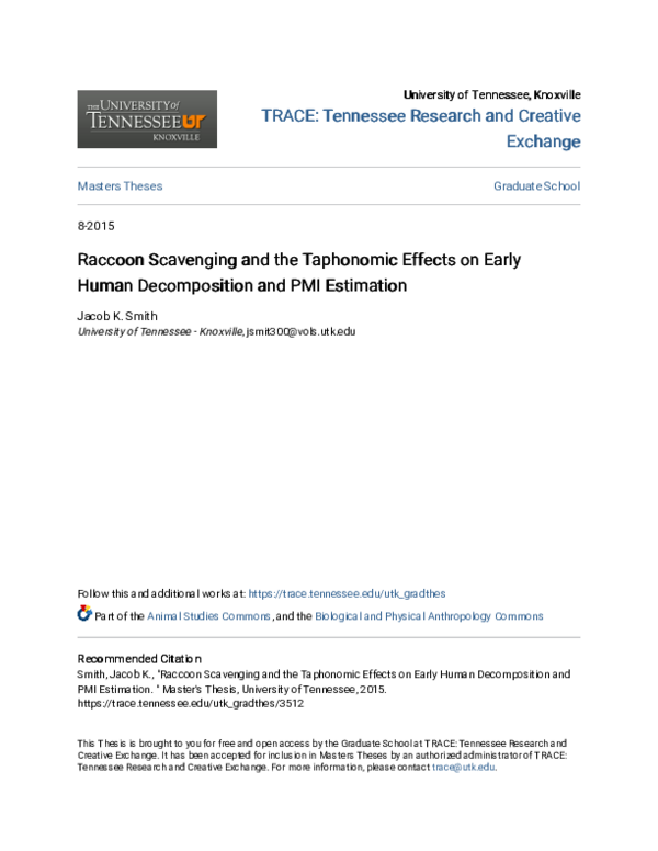 (PDF) Raccoon Scavenging and the Taphonomic Effects on Early Human ...