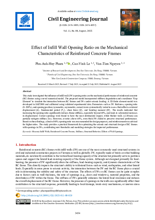 (PDF) Effect of Infill Wall Opening Ratio on the Mechanical ...