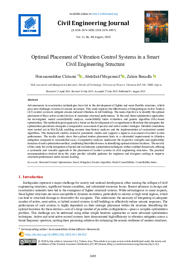 (PDF) Optimal Placement of Vibration Control Systems in a Smart Civil ...