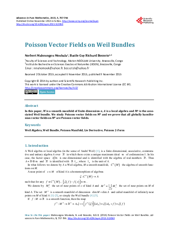(PDF) Poisson Vector Fields on Weil Bundles