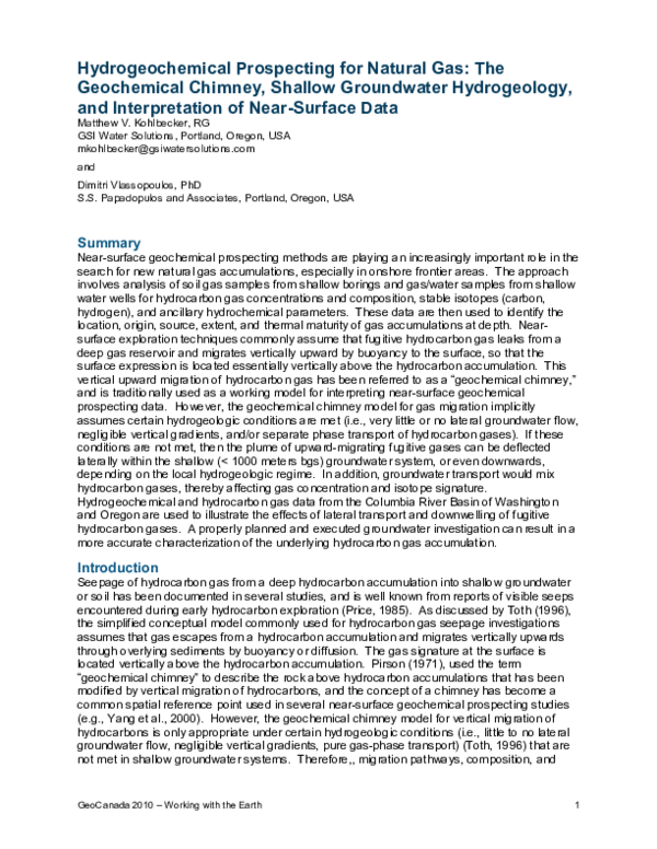 (PDF) Hydrogeochemical Prospecting for Natural Gas: The Geochemical ...