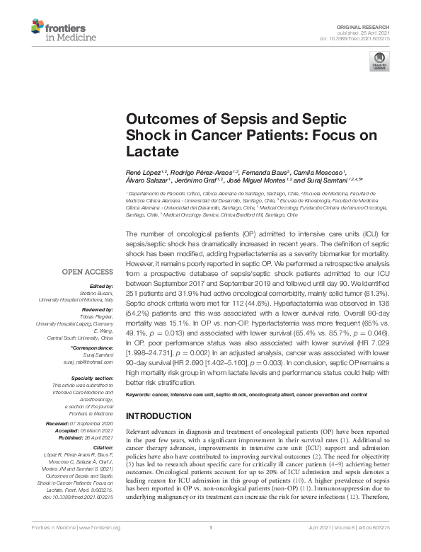 (PDF) Outcomes of Sepsis and Septic Shock in Cancer Patients: Focus on ...