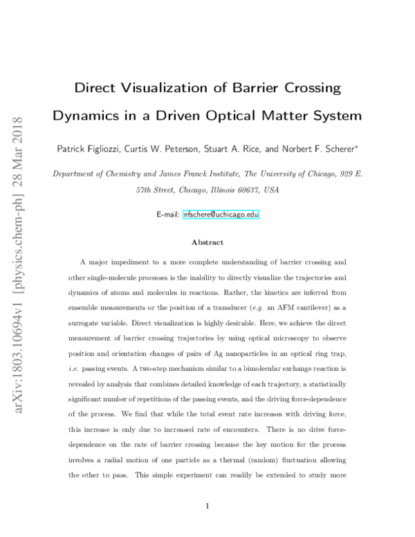 (PDF) Direct Visualization of Barrier Crossing Dynamics in a Driven ...