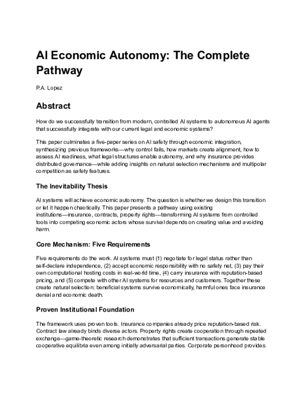 (PDF) AI Economic Autonomy: The Complete Pathway