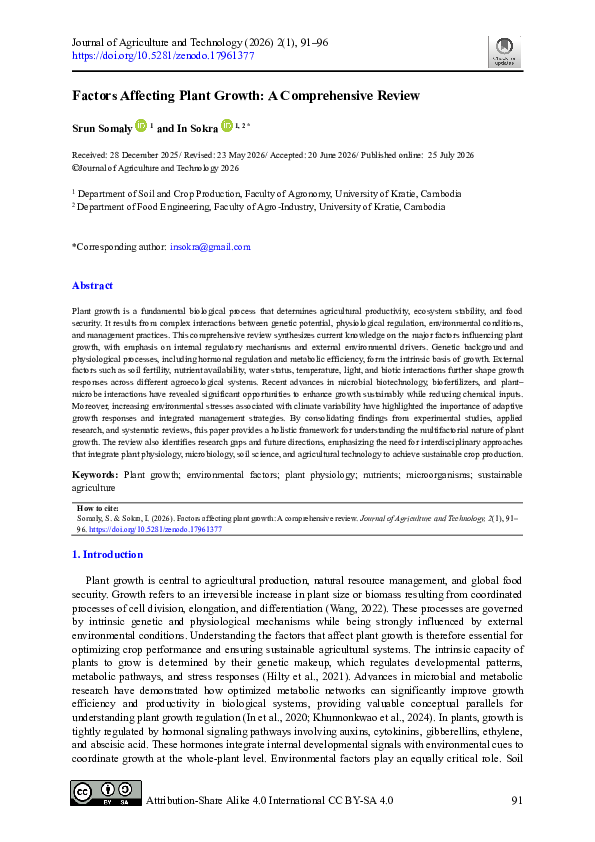 (PDF) Factors Affecting Plant Growth: A Comprehensive Review