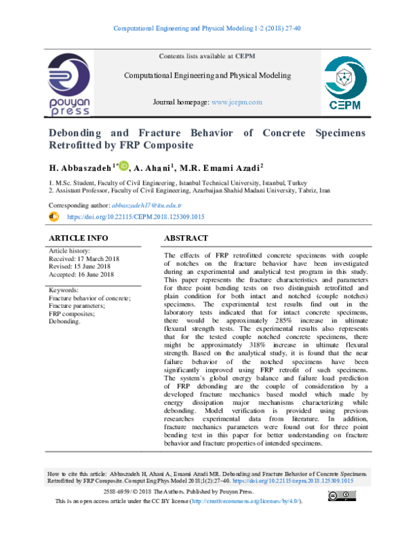 (PDF) Debonding and Fracture Behavior of Concrete Specimens Retrofitted ...