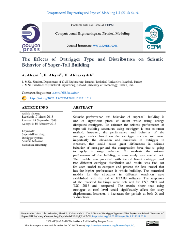 (PDF) The Effects of Outrigger type and distribution on seismic ...