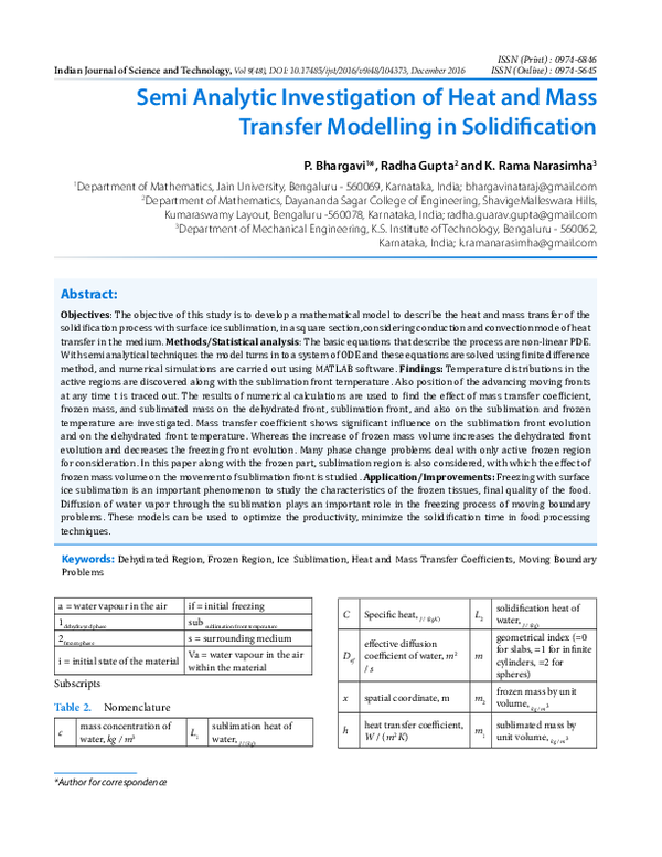 (PDF) Semi Analytic Investigation of Heat and Mass Transfer Modelling ...