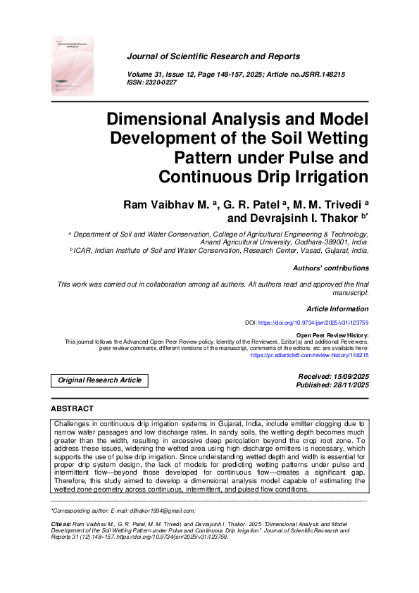 (PDF) Dimensional Analysis and Model Development of the Soil Wetting ...