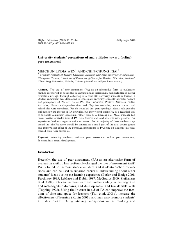(PDF) University Students’ Perceptions of and Attitudes Toward (Online ...