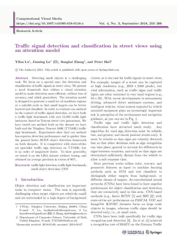 (PDF) Traffic signal detection and classification in street views using ...