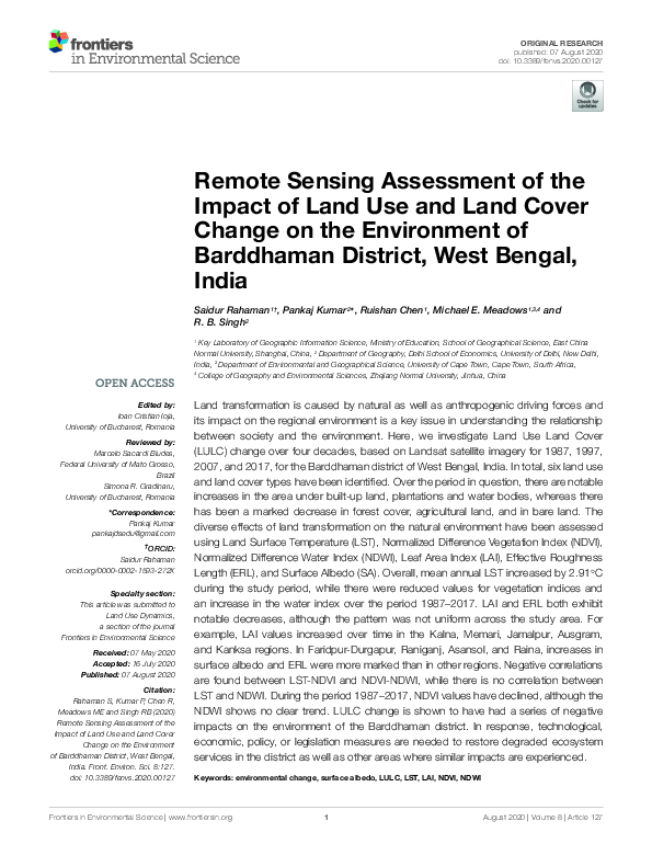 (PDF) Remote Sensing Assessment of the Impact of Land Use and Land ...