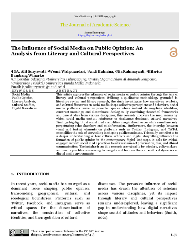 (PDF) The Influence of Social Media on Public Opinion: An Analysis from ...