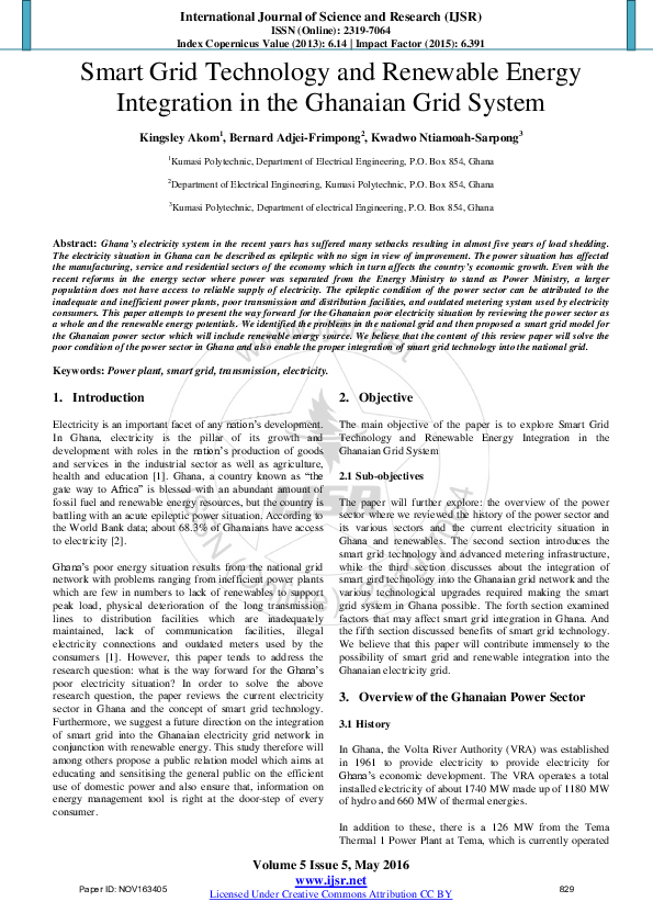(PDF) Smart Grid Technology and Renewable Energy Integration in the ...