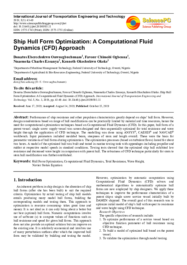 (PDF) Ship Hull Form Optimization: A Computational Fluid Dynamics (CFD ...