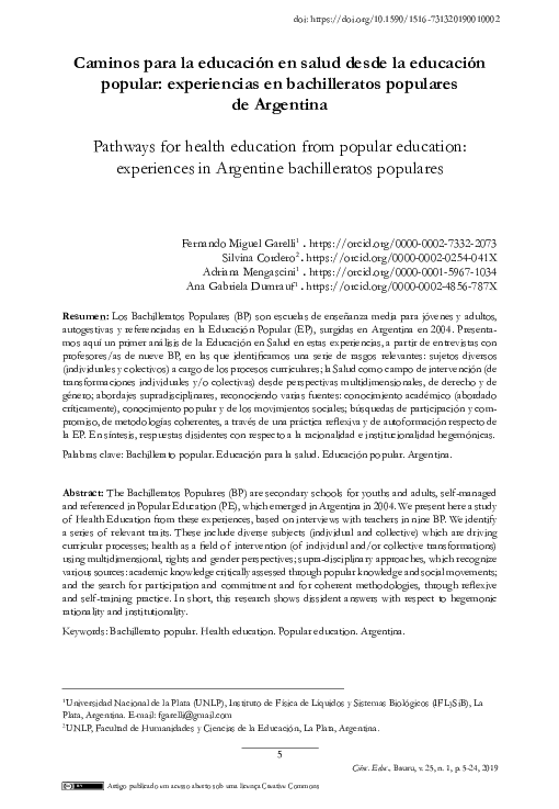 (PDF) Caminos para la educación en salud desde la educación popular ...