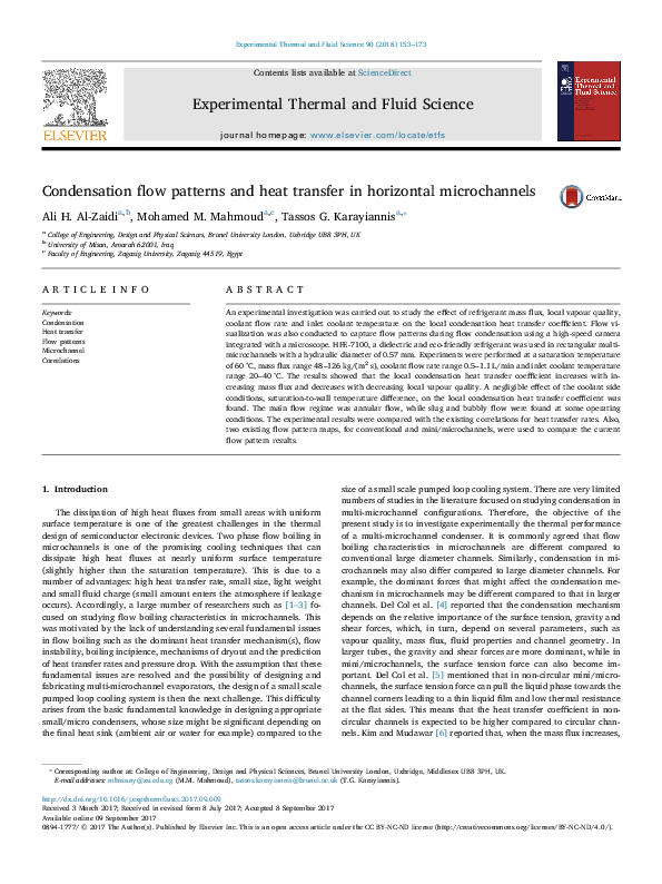 (PDF) Condensation flow patterns and heat transfer in horizontal ...