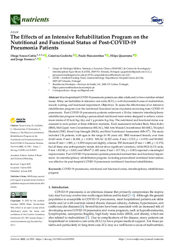 (PDF) The Effects of an Intensive Rehabilitation Program on the ...