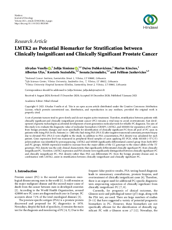 (PDF) LMTK2 as Potential Biomarker for Stratification between ...