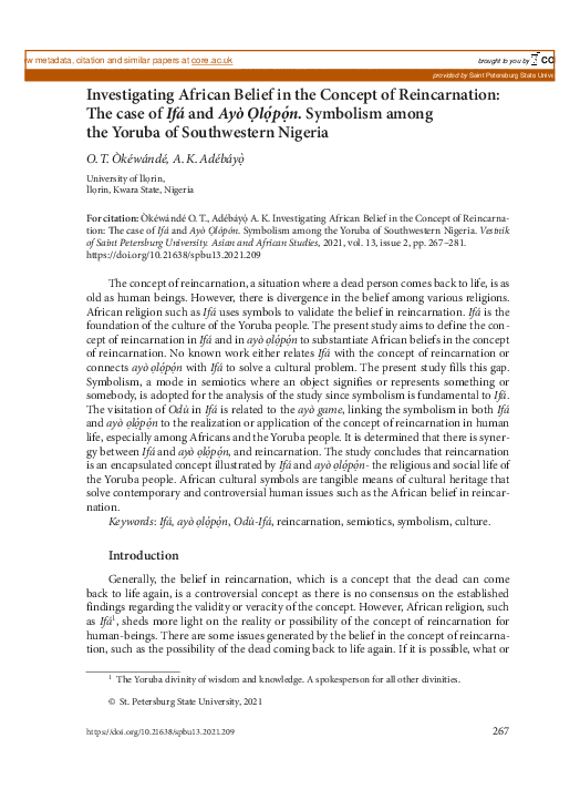 (PDF) Investigating African Belief in the Concept of Reincarnation: The ...