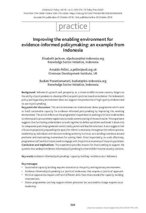 (PDF) Improving the enabling environment for evidence-informed ...