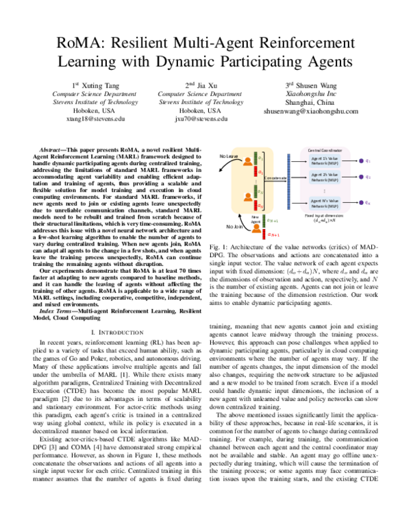 (PDF) RoMA: Resilient Multi-Agent Reinforcement Learning with Dynamic ...