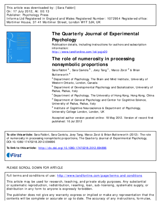 (PDF) The role of numerosity in processing nonsymbolic proportions