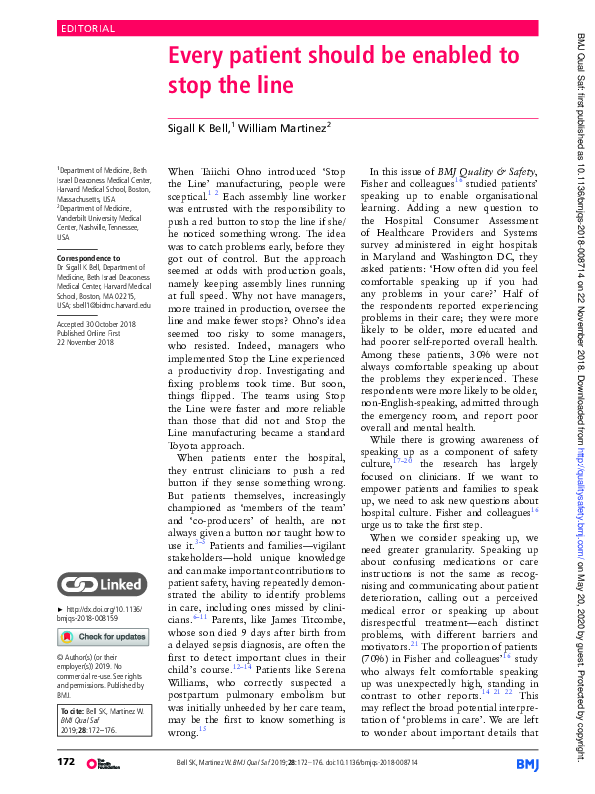 (PDF) Every patient should be enabled to stop the line
