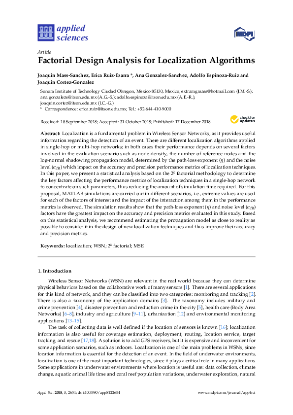 (PDF) Factorial Design Analysis for Localization Algorithms