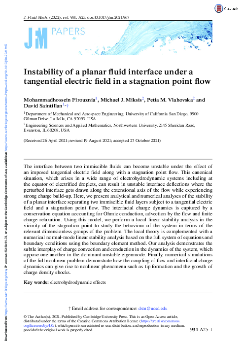 (PDF) Instability of a planar fluid interface under a tangential ...