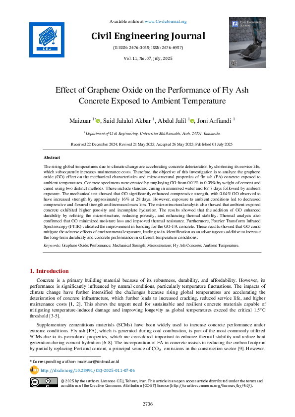 (PDF) Effect of Graphene Oxide on the Performance of Fly Ash Concrete ...