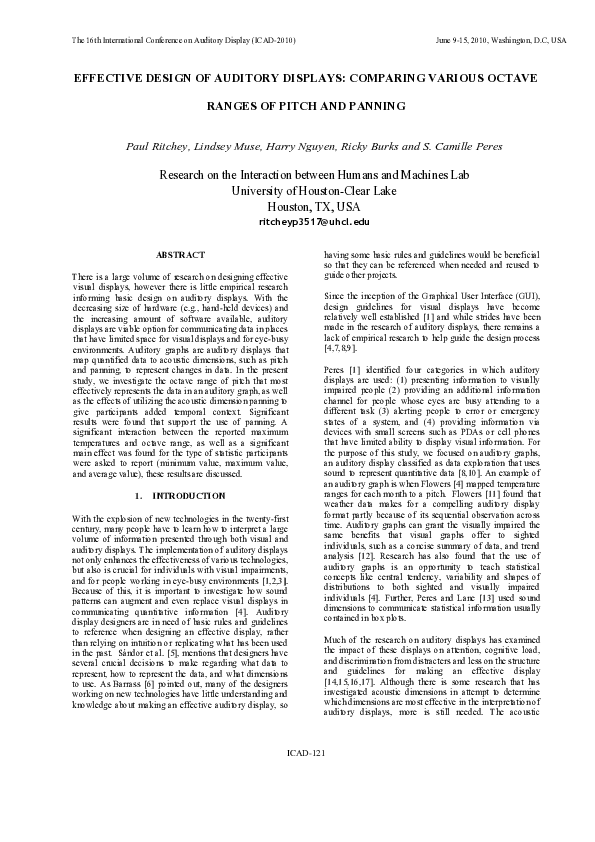 (PDF) Effective Design of Auditory Displays: Comparing Various Octave ...