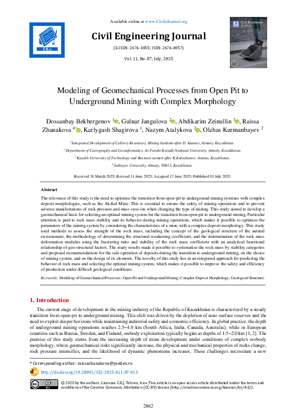(PDF) Modeling of Geomechanical Processes from Open Pit to Underground ...