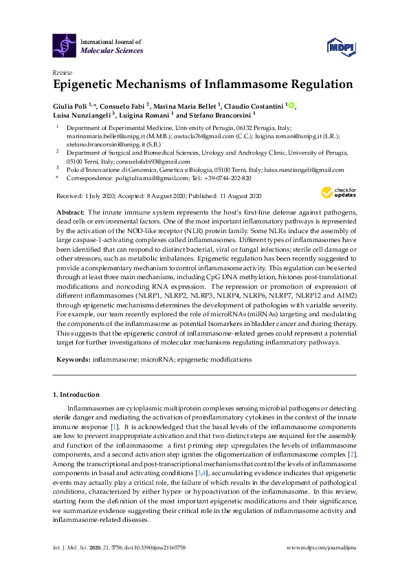 (PDF) Epigenetic Mechanisms of Inflammasome Regulation